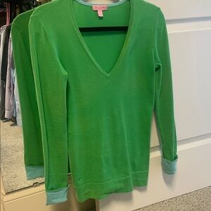 Lilly Pulitzer Green V-Neck Sweater